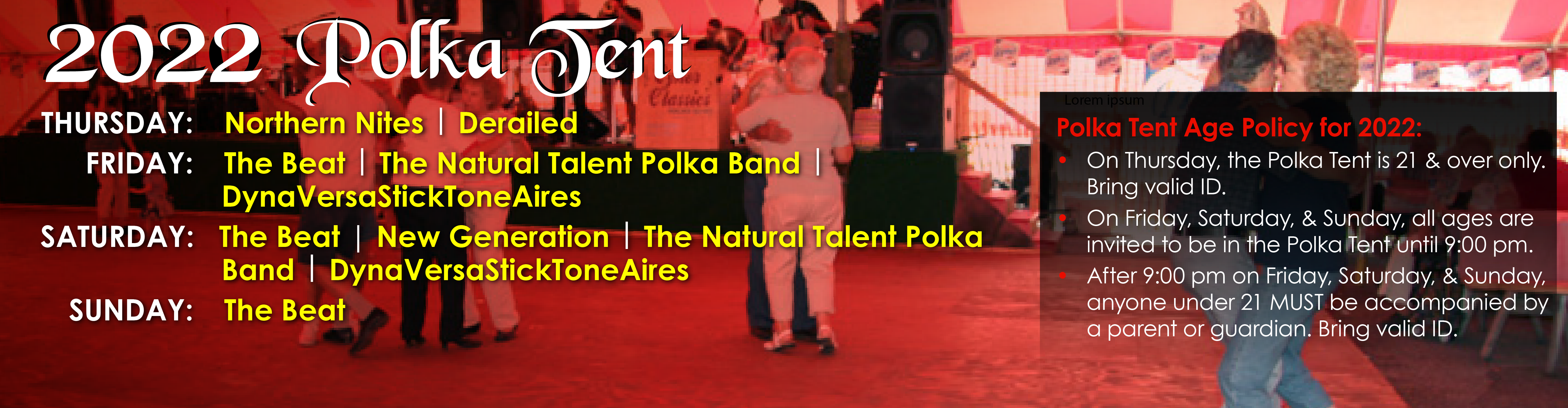 Boyne Falls Polish Festival 2021 Bands in the Polka Tent